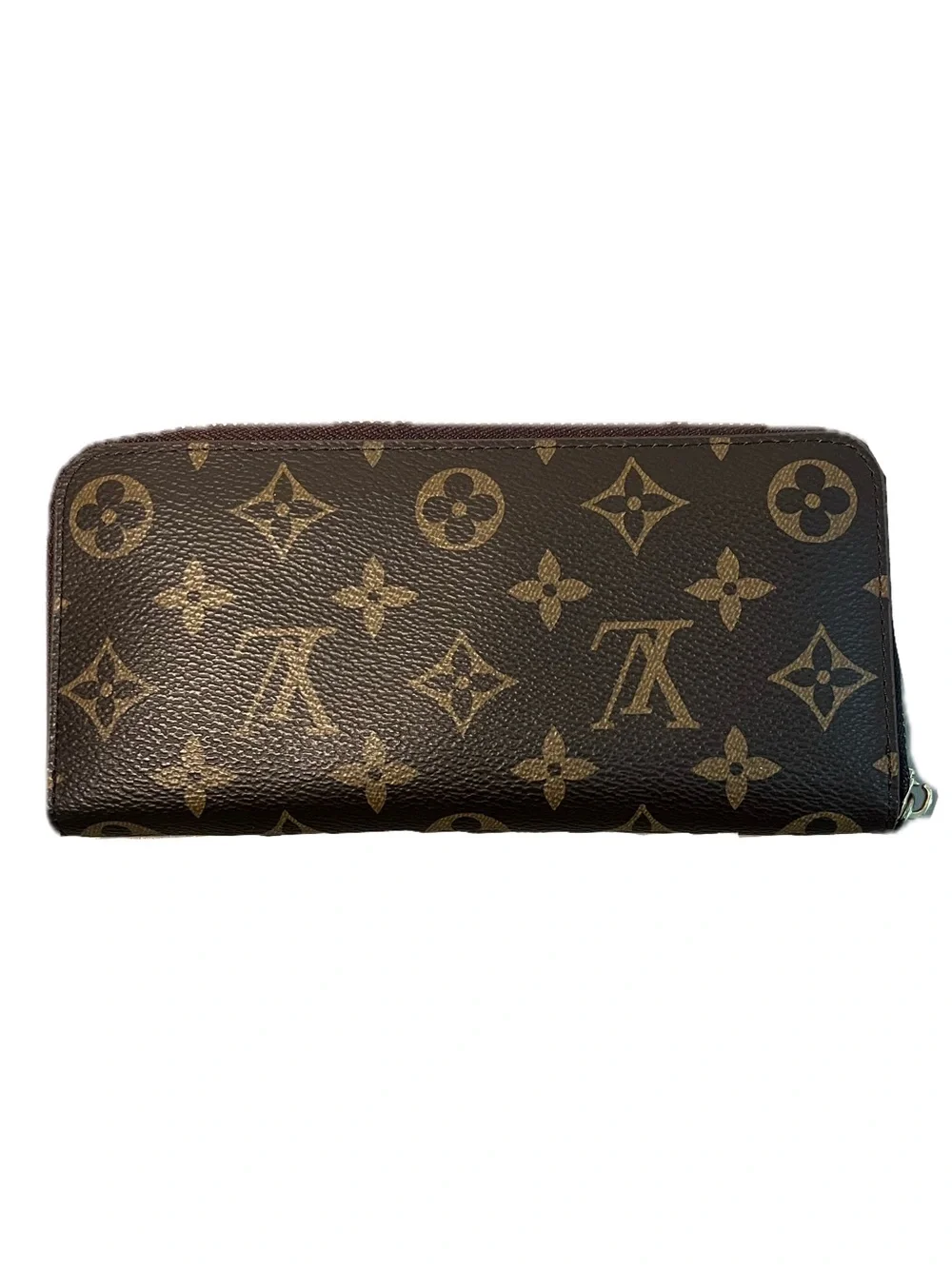 Louis Vuitton Vinyl Zip-Around Wallet in Dark Brown No Outside Zipper Pull